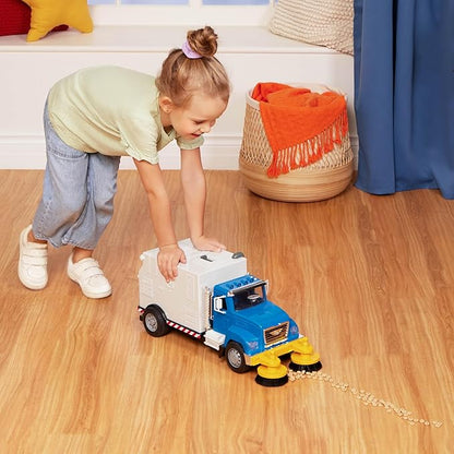 Electric Street Sweeper Toy Truck – Large Realistic Toy Car with Open-able Doors, Spinning Brushes & More